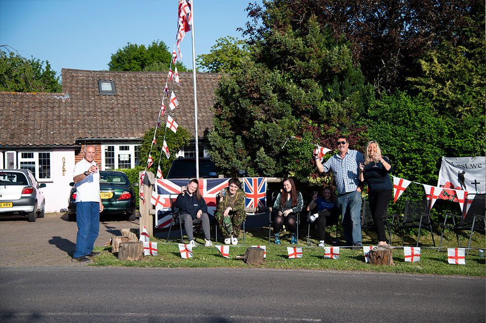 People drinking in their garden