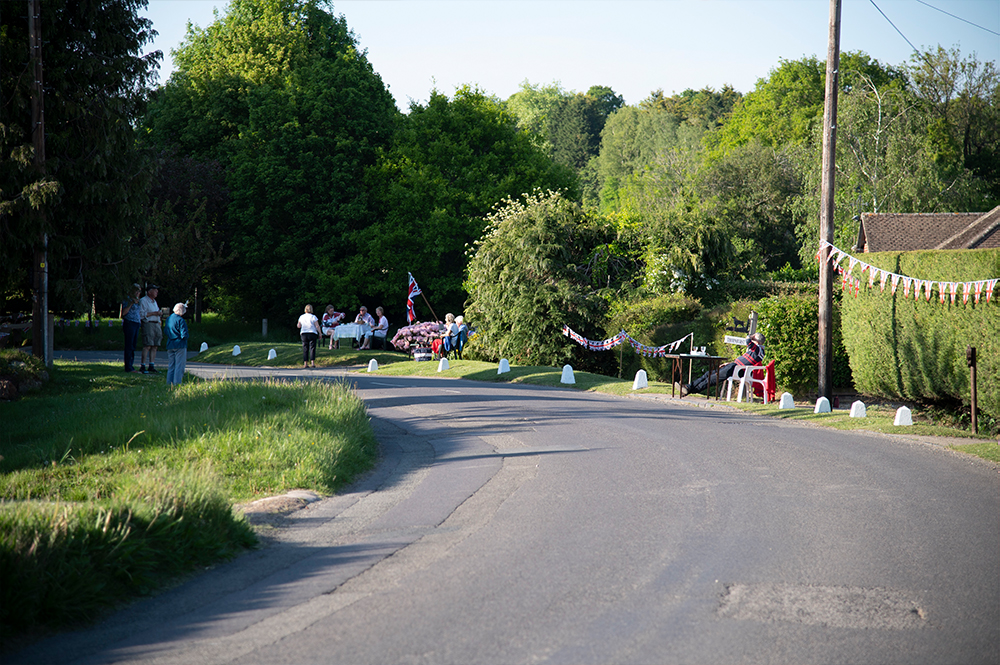 Road with parties for VE Day